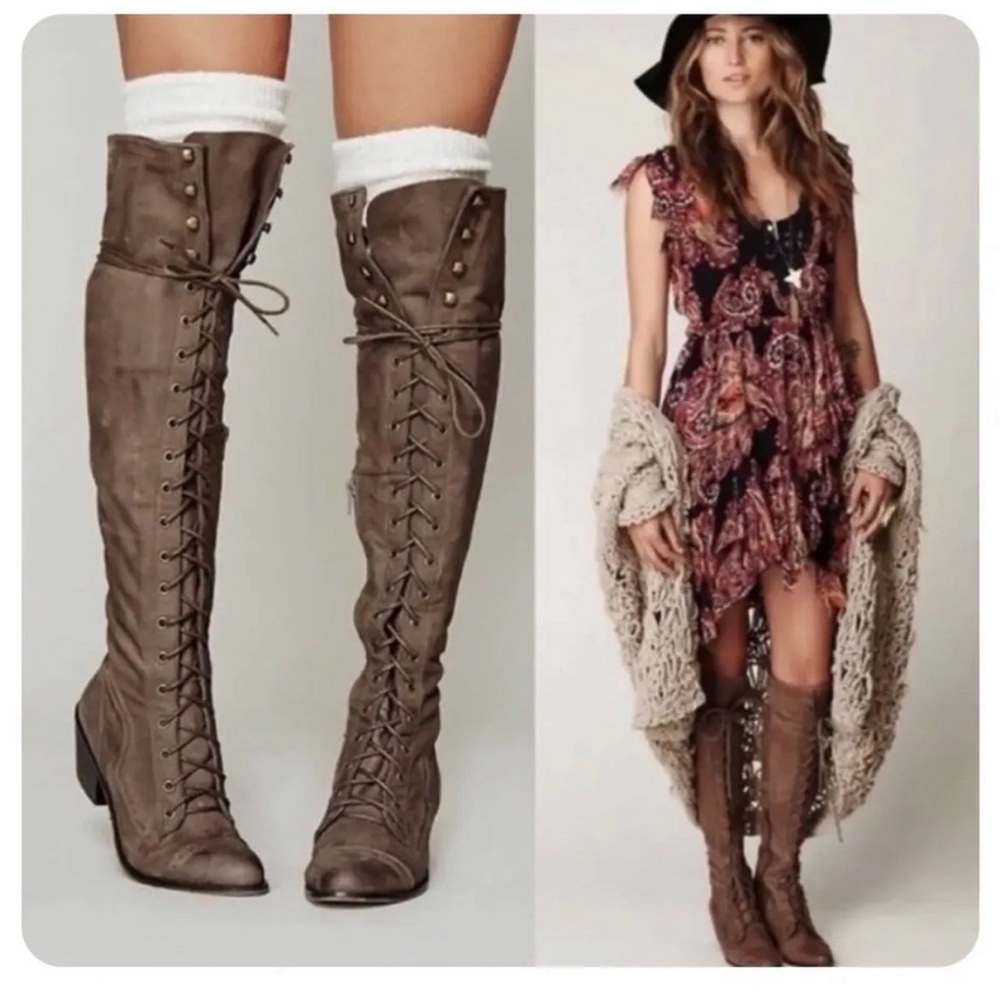 FREE PEOPLE JOE LACE UP BOOT Brown size 10